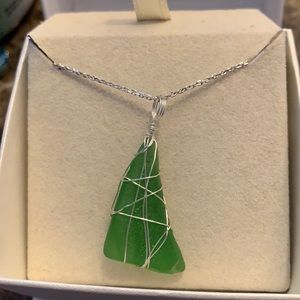 Handmade Seaglass Necklace on silver 20in chain